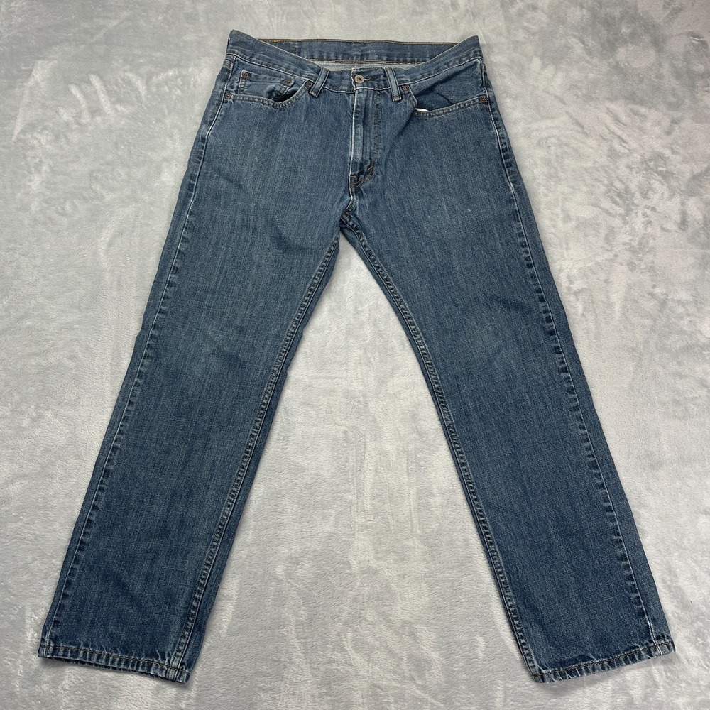 Levi's 505 Jeans Mens 32x30 Blue Denim Dark Wash 5-Pocket Mid-Rise Straight Leg